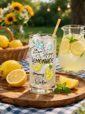 New Plastic Lemonade (Ice, Sugar, Lemons) Summer Party BBQ Beverage Glass Cup